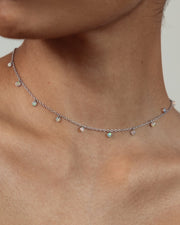 Opal Shaker Choker in Silver Tone