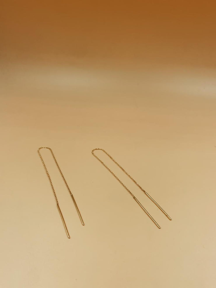 Dinah Threader Chain and Needle Earrings | 18kt Solid Gold
