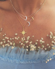 Medium Pointed Star Pendant Brass Necklace