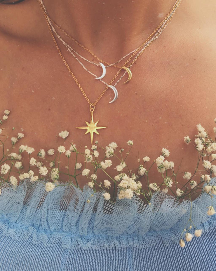 Medium Star Pendant Sterling Silver Necklace