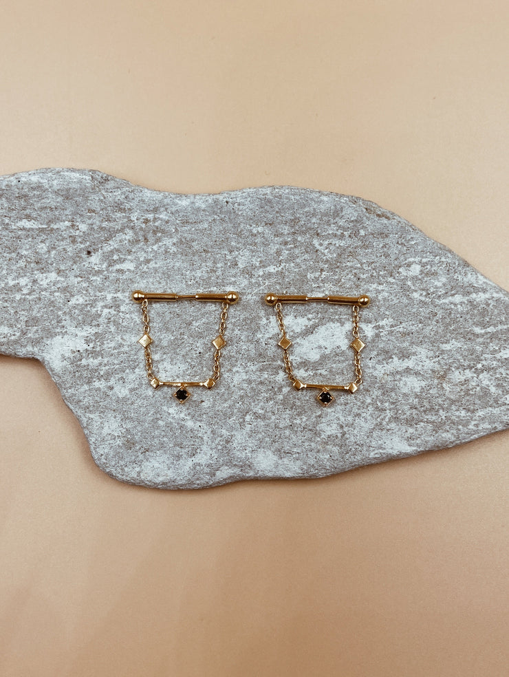 Combust Barbell Earrings | 18kt Solid Gold
