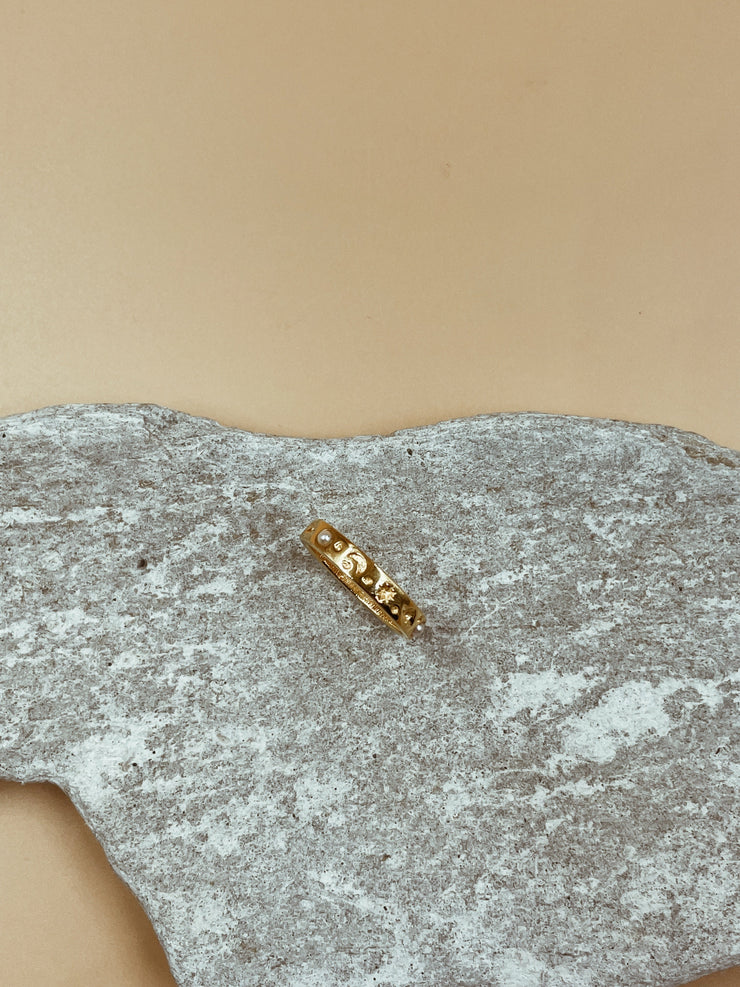 Celestial Sea Slender Band Ring | 18kt Solid Gold
