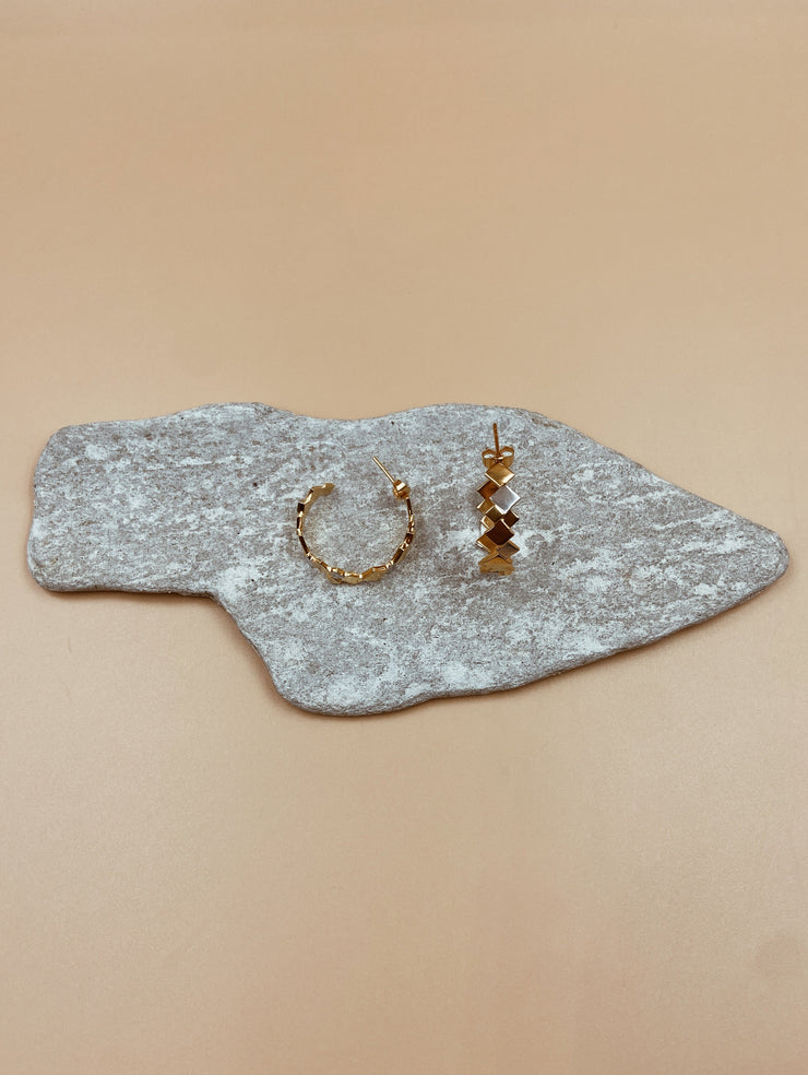 Small Dual Pixel Hoops | 18kt Solid Gold