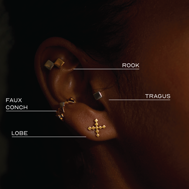 Dual Pixel Ear Cuff | 18kt Solid Gold
