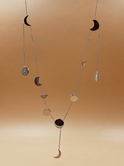 Phases Necklace In Brass In Silver Tone
