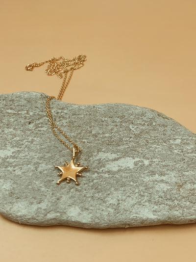 Homecoming Starlight Dotted Star Pendant Necklace | 18kt Solid Gold