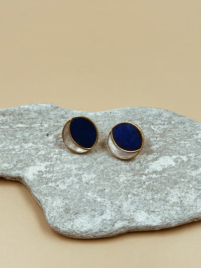 Night Of The Blue Moon Studs | 18kt Solid Gold