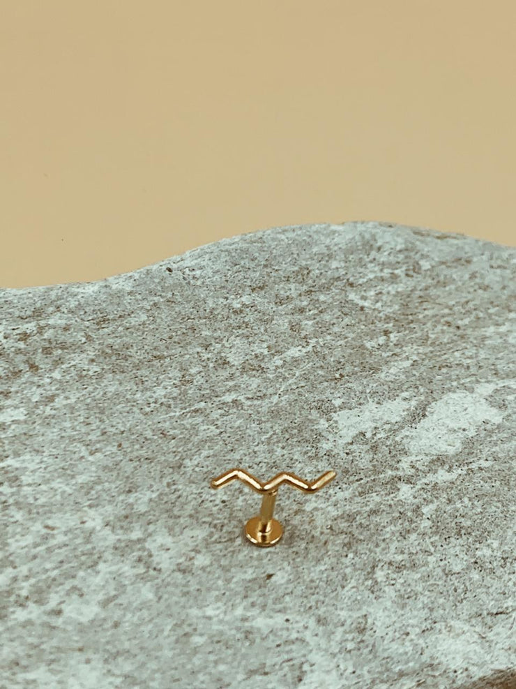 Mie Wave Nose Pin | 18kt Solid Gold