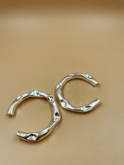 Crater Chunky Bangle in Silver Tone