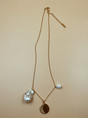 Medium Moon Medallion Necklace With Pearls