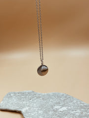 Small Moon Medallion Necklace in Silver Tone
