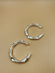 Crater Chunky Bangle in Silver Tone