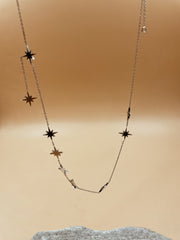 Starburst Sterling Silver Necklace in Silver Tone