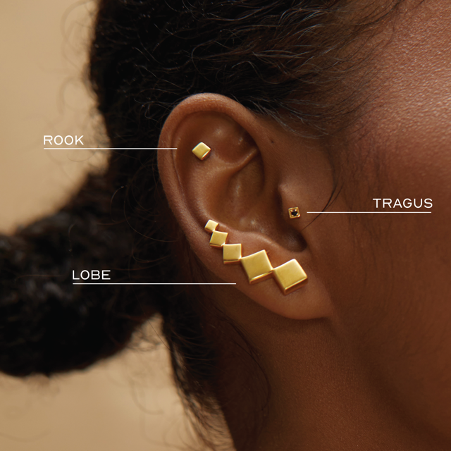 Pixel Ear Climber | 18kt Solid Gold