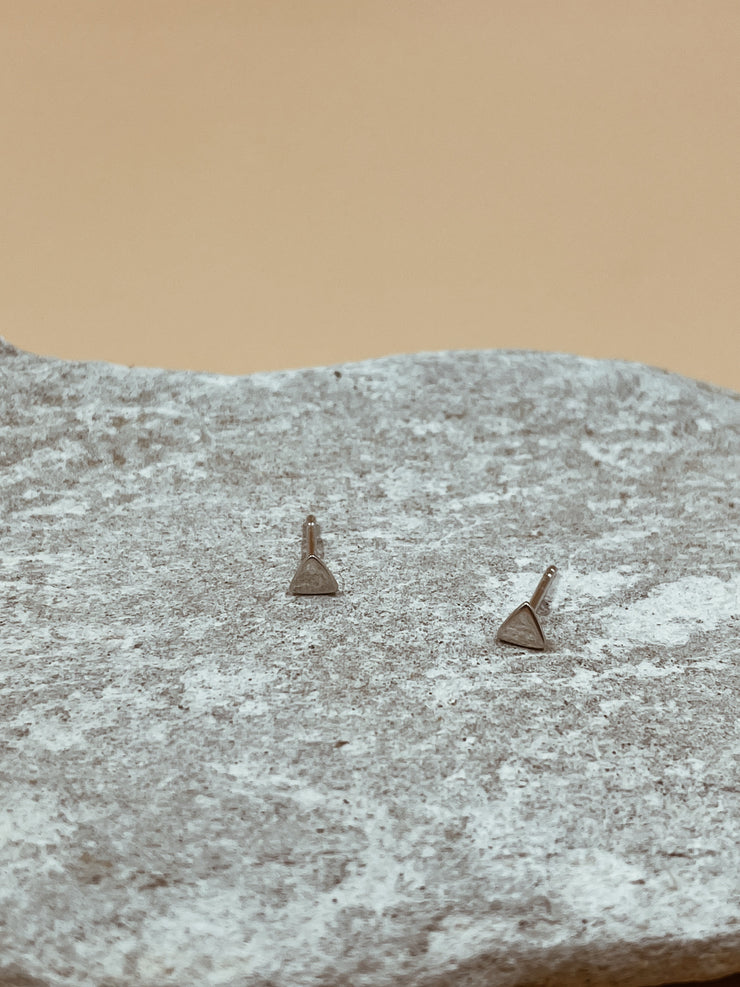 Gego Gold Plated Sterling Silver Triangle Studs in Silver Tone