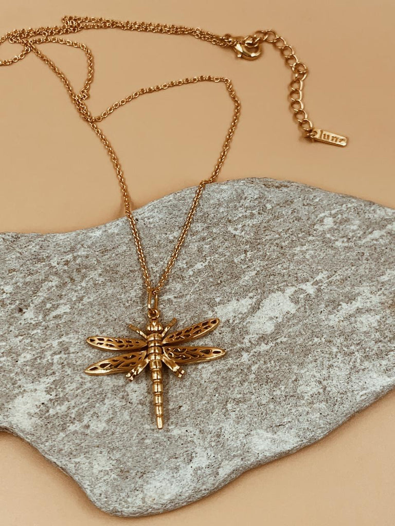 Two Tone Gold Dragonfly Necklace - Freedman Jewelers