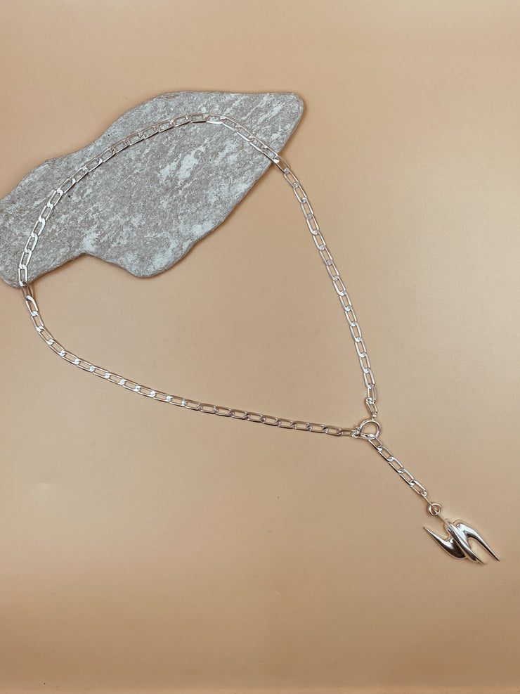 Insight Lariat Necklace In Silver Tone