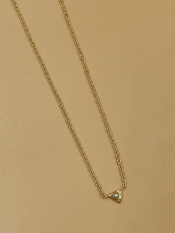Hail Pearl Dot Triangle Necklace | 18kt Solid Gold