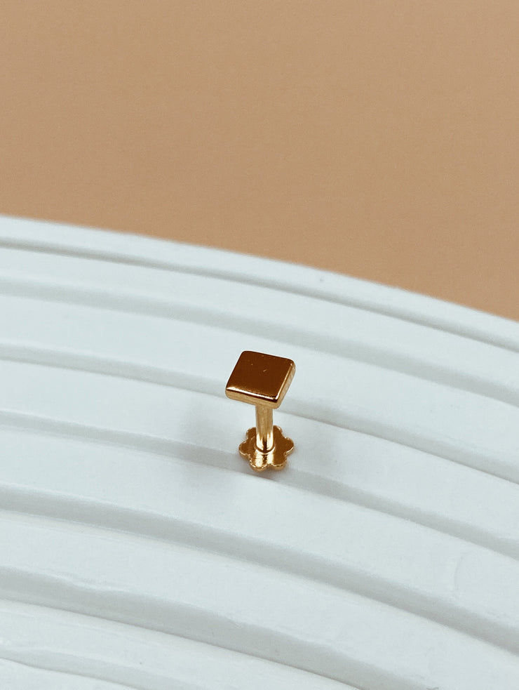 Eka Square Nose Pin | 18kt Solid Gold