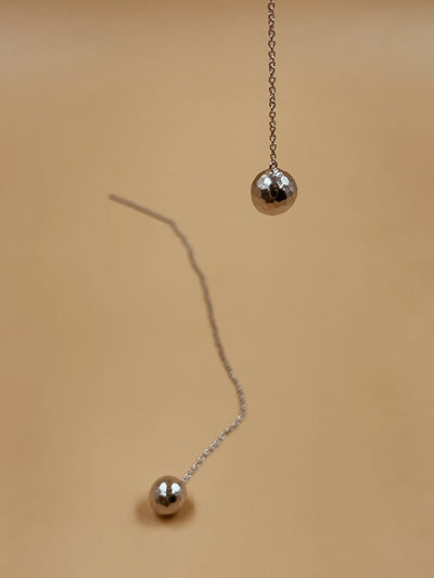 Lava Drip Threader Earrings in Silver Tone