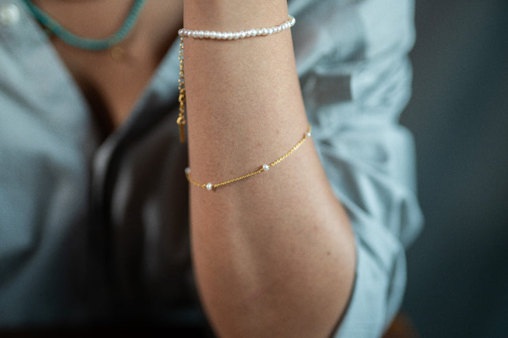 Hail Pearl Chain Bracelet | 18kt Solid Gold