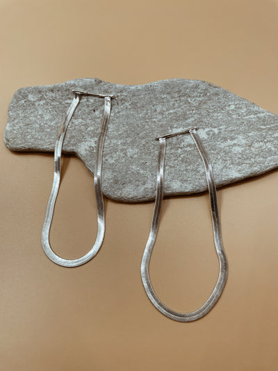 Viper Tall Flat Chain Earrings in Silver Tone
