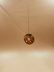Big Celestial Record Pendant Necklace With Plain Chain