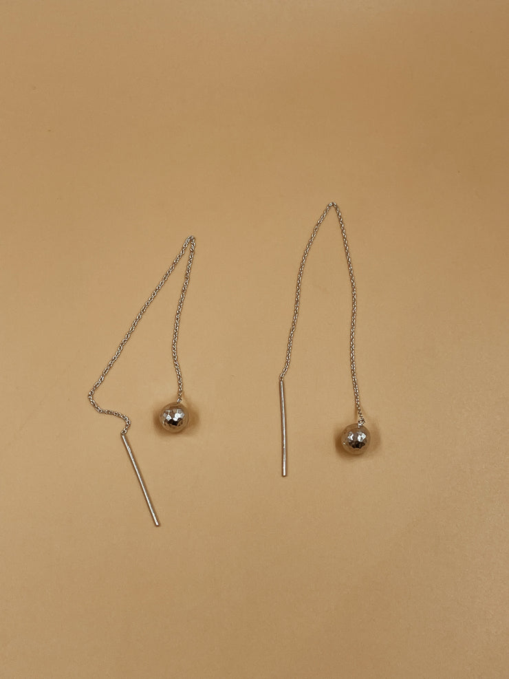 Lava Drip Threader Earrings in Silver Tone