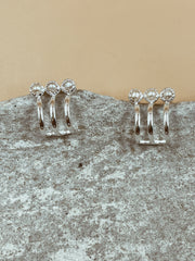 Hail Pearl Cage Studs in Silver Tone