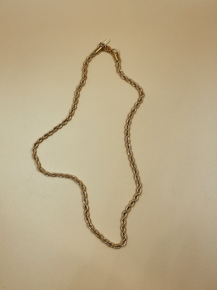 Unisex rope chain handcrafted in brass. 1 micron gold plated necklace suited for men and women. Designed in Goa and handmade in Jaipur. 