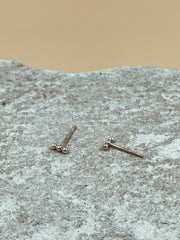 Mie Family Dotted Bar Studs in Silver Tone