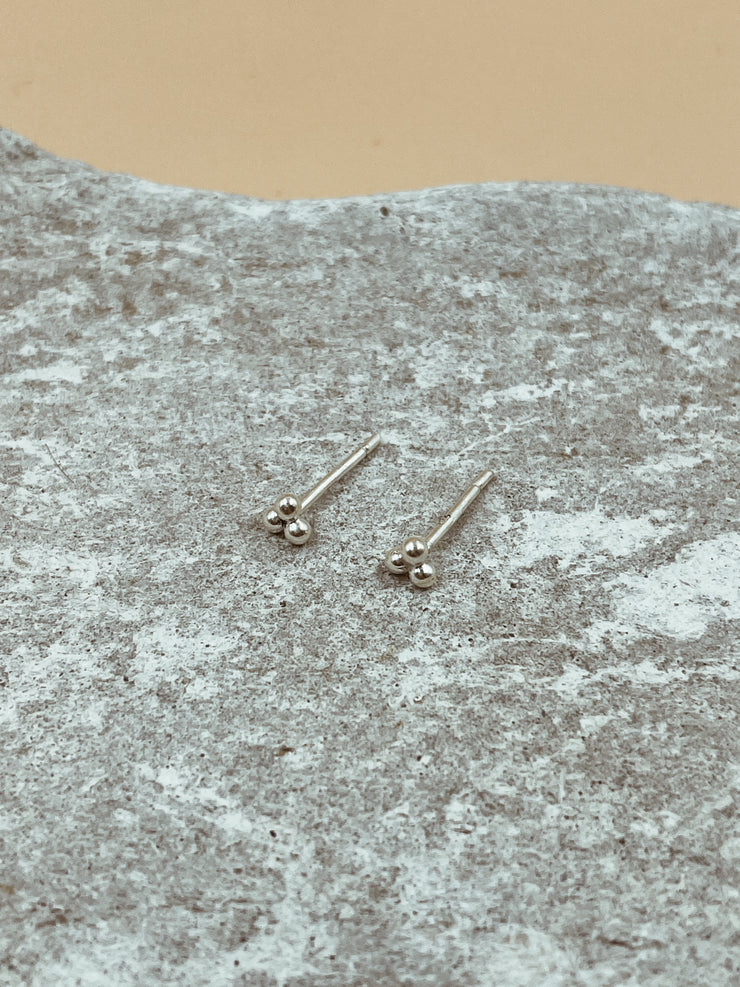 Mie Family Tri Dotted Studs in Silver Tone