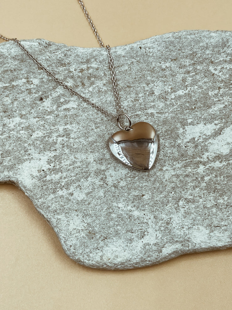 Dona Paula Heart Charm Necklace in Silver Tone