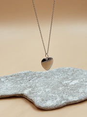 Dona Paula Heart Charm Necklace in Silver Tone