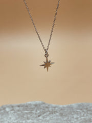 Mini Star Sterling Silver Necklace In Silver Tone