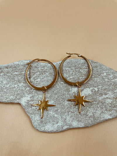 North Star Hoop Earrings