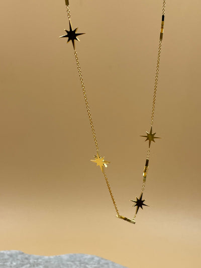 Starburst Sterling Silver Necklace in Gold Tone