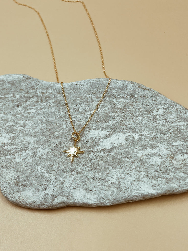 North Star Padlock Necklace - 14k Yellow Gold