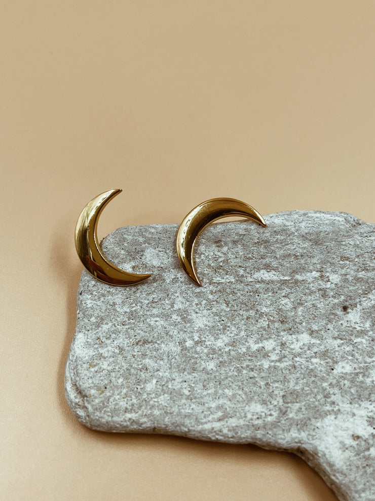 Mama Crescent Moon Stud Earrings