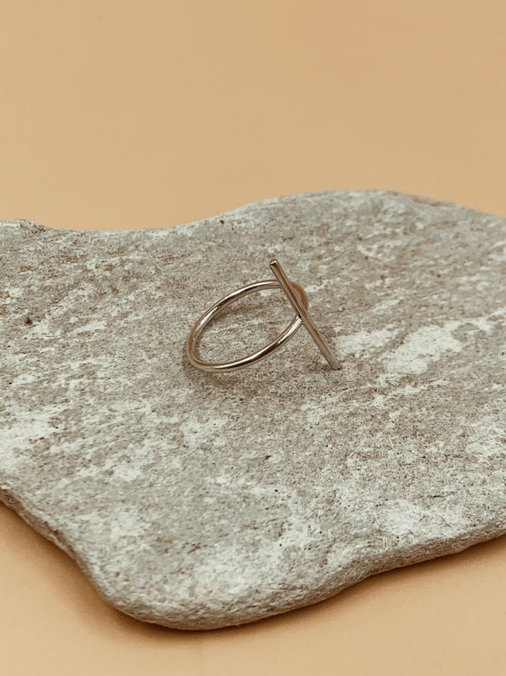 Line Bar Ring in Silver Tone