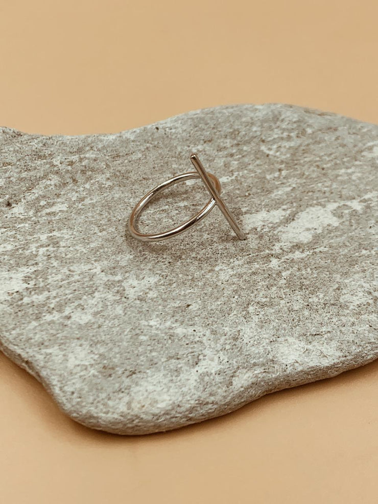 Line Bar Ring in Silver Tone