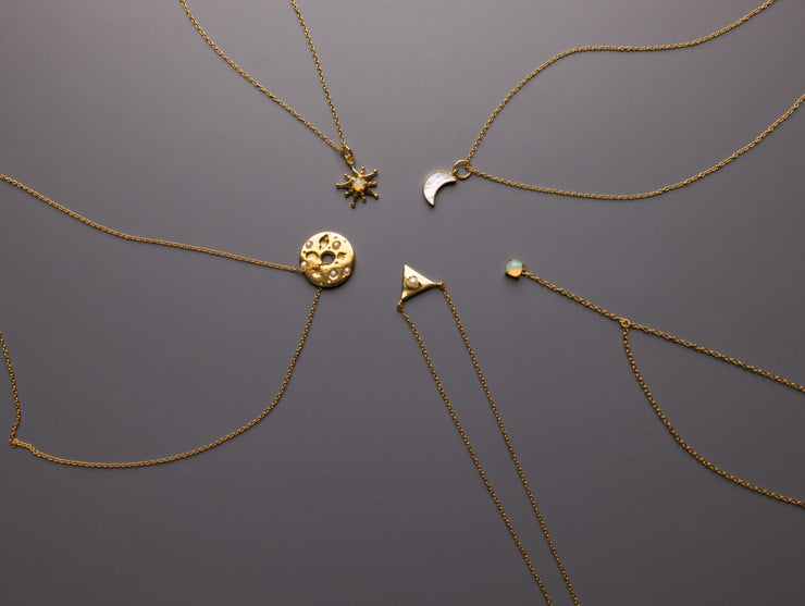 Small Celestial Record Pendant Necklace | 18KT Solid Gold