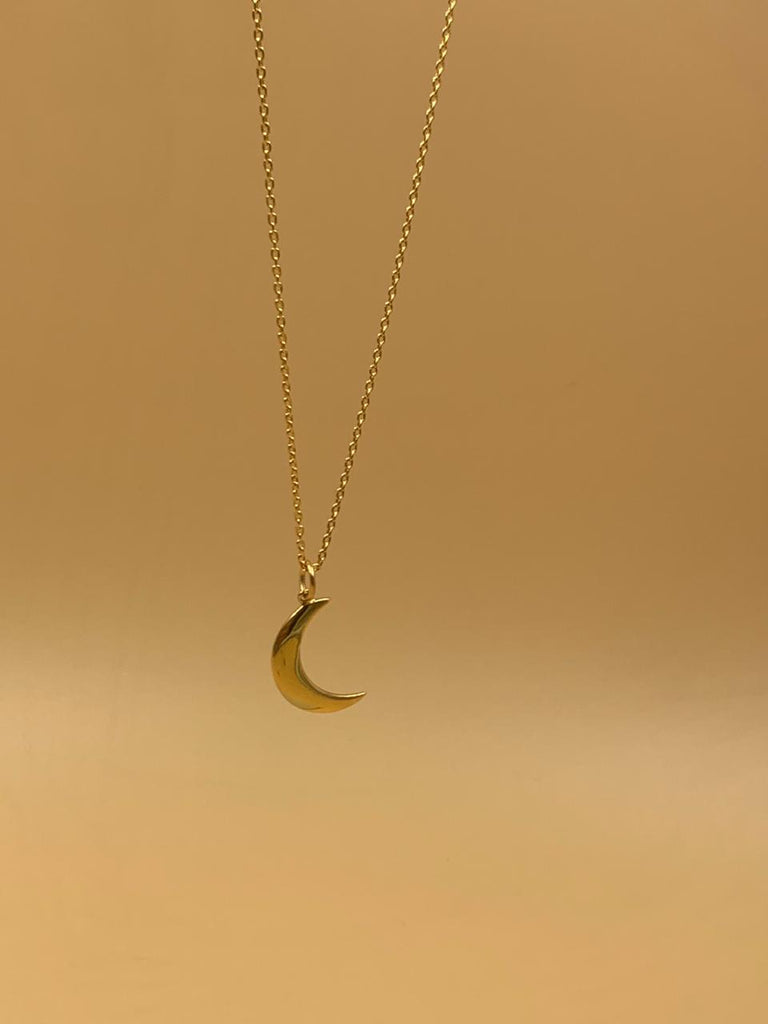Sterling Silver Crescent Moon Face Necklace (1 in.)