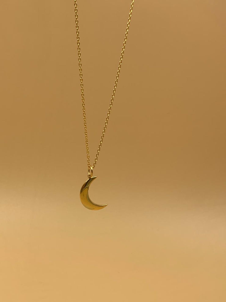 Crescent Moon & Star Pendant Necklace in 9ct Yellow Gold