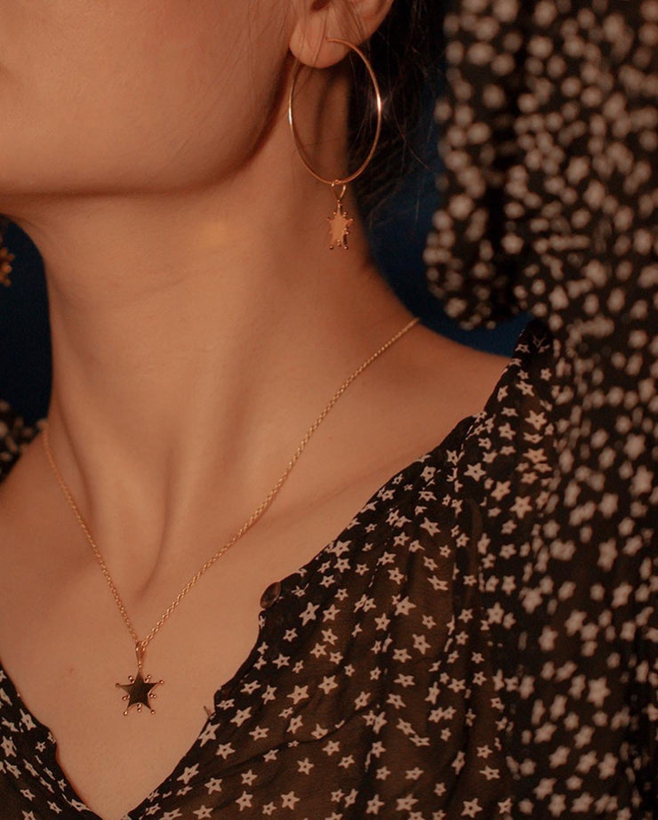 Homecoming Starlight Dotted Star Pendant Necklace | 18kt Solid Gold