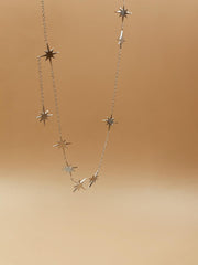 Starburst Sterling Silver Necklace in Silver Tone