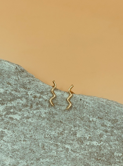 Mie Family Gold Plated Sterling Silver Wave Studs