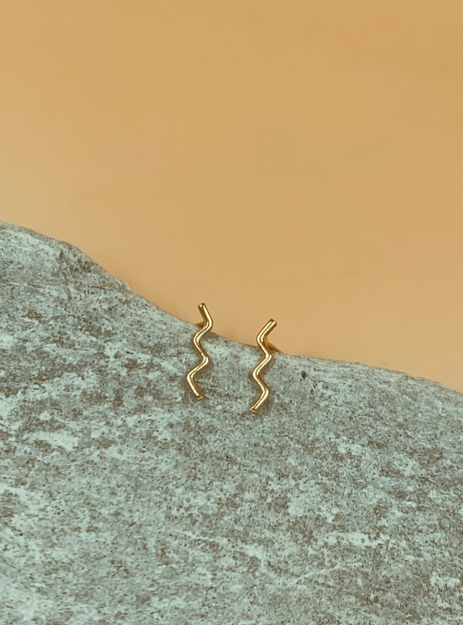 Mie Family Gold Plated Sterling Silver Wave Studs