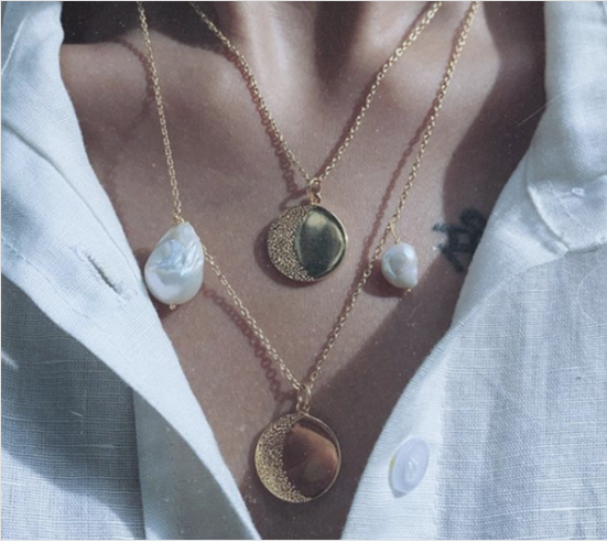 Medium Moon Medallion Charm | 18kt Solid Gold