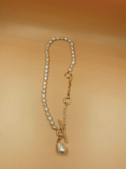Classic Toggle Pearl Necklace In Sterling Silver